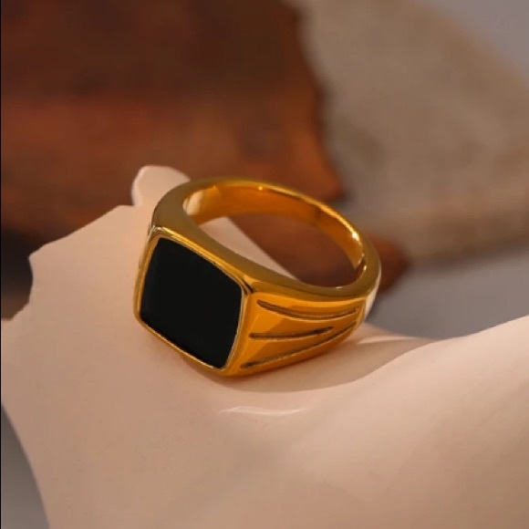 Jewelry - 🖤18K Gold plated Black signet ring